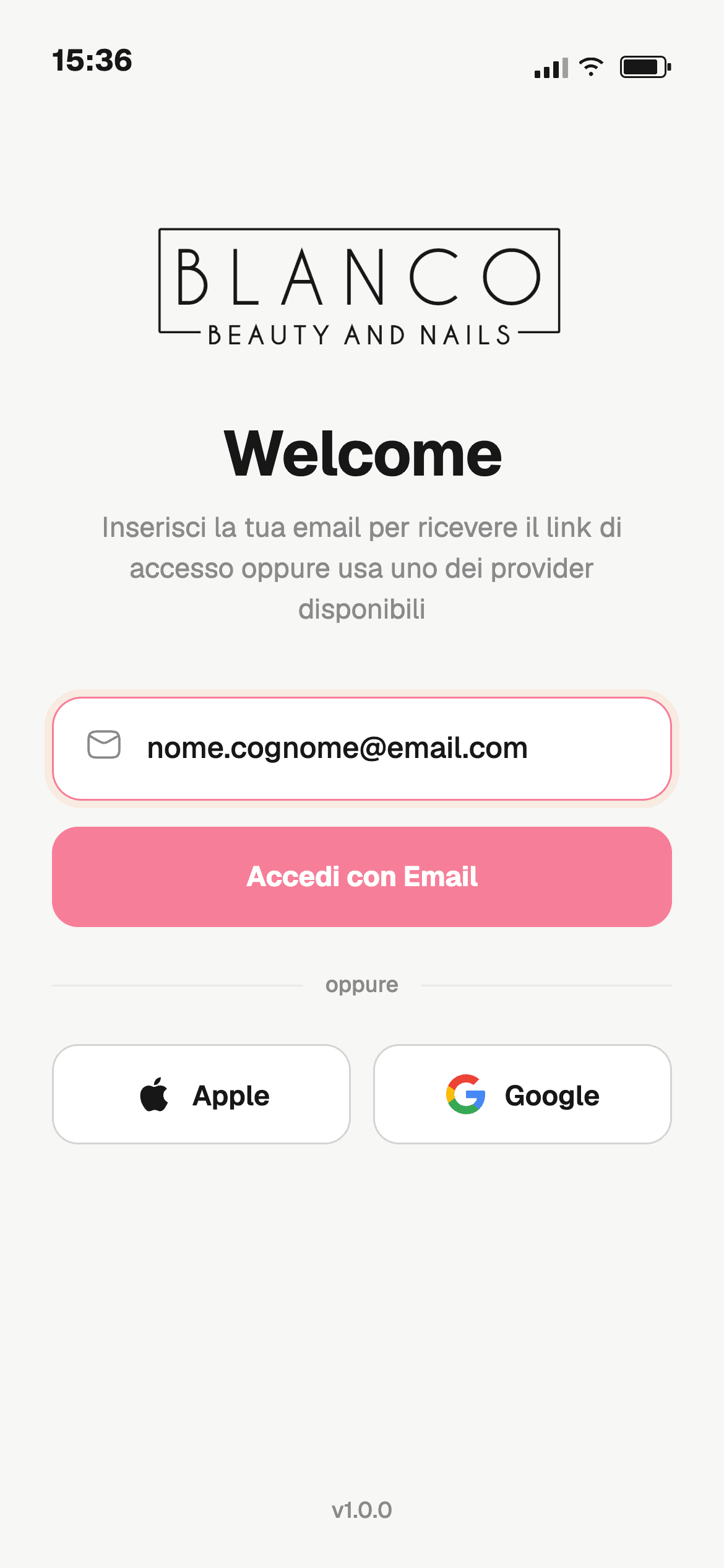 App personalizzata — schermata di accesso con logo e colori del tuo brand